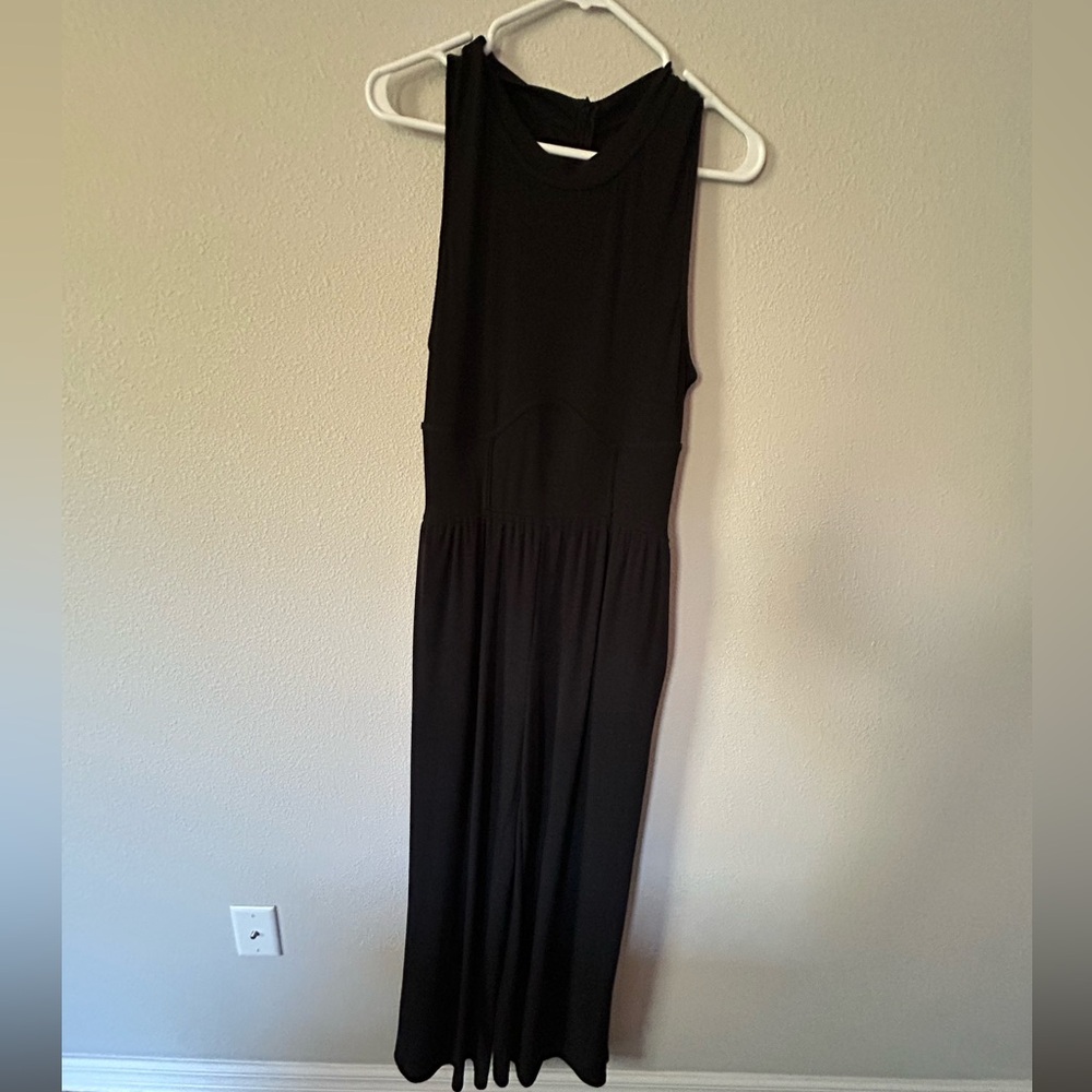 Cider Black Sleeveless Ribbed Jumpsuit